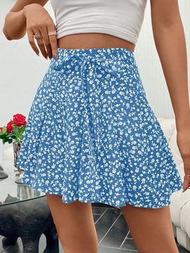 Frenchy Pantalones Cortos Con Estampado Floral Azul De Moda Para Mujer