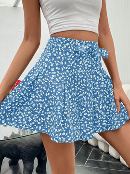 Frenchy Pantalones Cortos Con Estampado Floral Azul De Moda Para Mujer