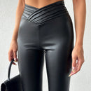 Pantalones casuales ajustados a la cintura en v