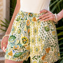Frenchy Temporada de bodas de verano, cortos lindos casuales estilo boho chic con cintura ajustada y estampado exquisito de flores, patron geometrico, botanico, tropical y paisley, elegante y romantico, traje de bano
