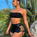 Slayr Shorts Bodycon Con Lazos Cruzados En El Lateral