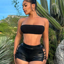 Slayr Shorts Bodycon Con Lazos Cruzados En El Lateral