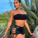 Slayr Shorts Bodycon Con Lazos Cruzados En El Lateral
