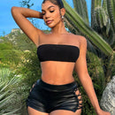 Slayr Shorts Bodycon Con Lazos Cruzados En El Lateral