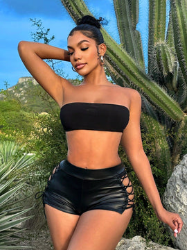 Slayr Shorts Bodycon Con Lazos Cruzados En El Lateral