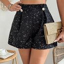 VCAY Pantalones Cortos Holgados Con Pliegues De Cintura Alta Y Estampado De Lunares Para Mujer