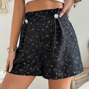 VCAY Pantalones Cortos Holgados Con Pliegues De Cintura Alta Y Estampado De Lunares Para Mujer