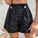 VCAY Pantalones Cortos Holgados Con Pliegues De Cintura Alta Y Estampado De Lunares Para Mujer