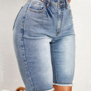 VCAY Pantalones Cortos De Mezclilla Para Mujer Con Dobladillo Sin Procesar Y Ajustados Con Efecto Desgastado