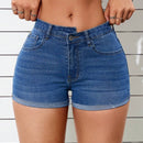 Minishort De Mezclilla Ajustado Con Dobladillo Enrollado