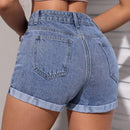 PETITE Pantalones Cortos De Mezclilla Con Dobladillo Con Puno Y Cremallera