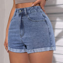 PETITE Pantalones Cortos De Mezclilla Con Dobladillo Con Puno Y Cremallera