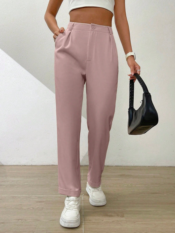 Essnce pantalones largos casuales y conicos de unicolor para ir al trabajo