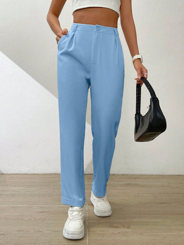 Essnce pantalones largos casuales y conicos de unicolor para ir al trabajo