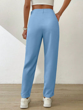 Essnce pantalones largos casuales y conicos de unicolor para ir al trabajo