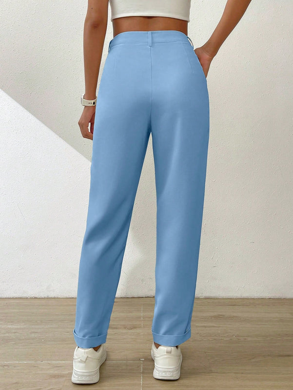 Essnce pantalones largos casuales y conicos de unicolor para ir al trabajo