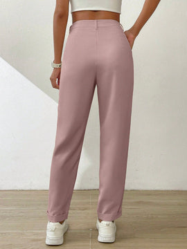 Essnce pantalones largos casuales y conicos de unicolor para ir al trabajo