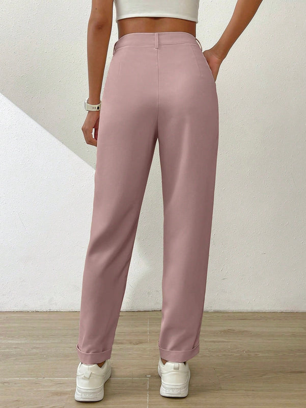 Essnce pantalones largos casuales y conicos de unicolor para ir al trabajo
