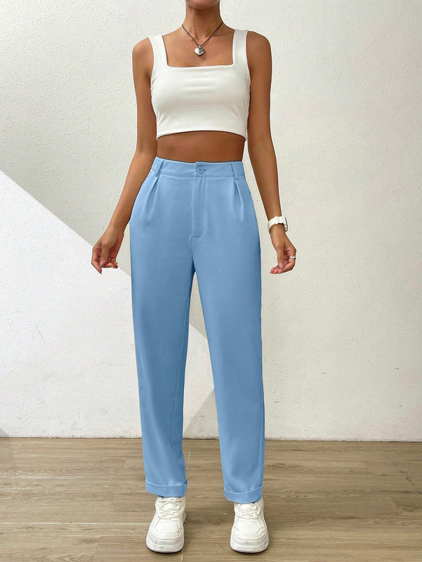 Essnce pantalones largos casuales y conicos de unicolor para ir al trabajo