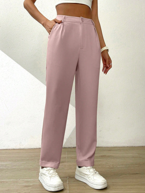Essnce pantalones largos casuales y conicos de unicolor para ir al trabajo