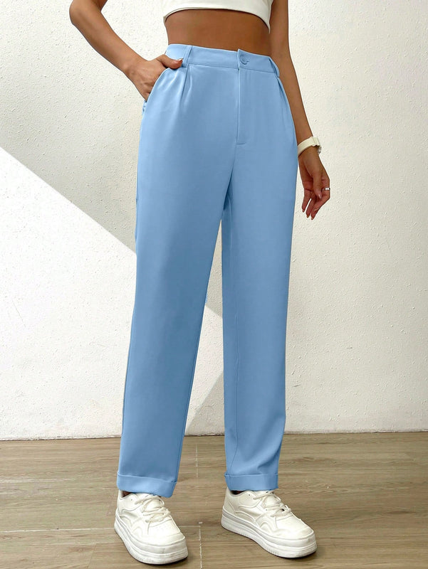 Essnce pantalones largos casuales y conicos de unicolor para ir al trabajo