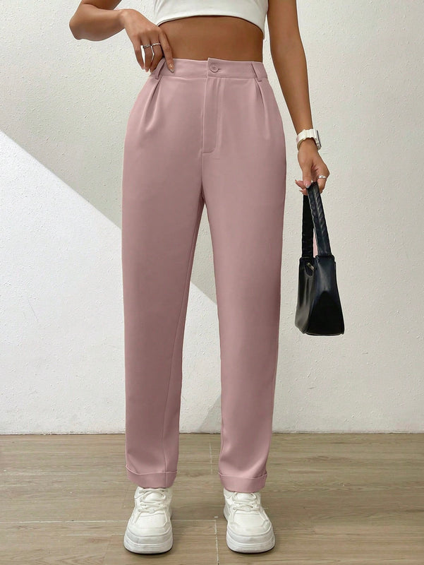 Essnce pantalones largos casuales y conicos de unicolor para ir al trabajo