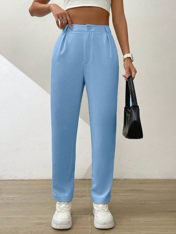 Essnce pantalones largos casuales y conicos de unicolor para ir al trabajo