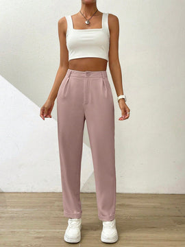 Essnce pantalones largos casuales y conicos de unicolor para ir al trabajo
