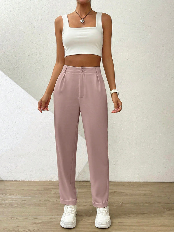 Essnce pantalones largos casuales y conicos de unicolor para ir al trabajo
