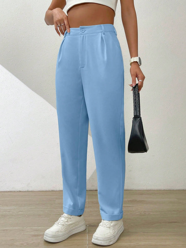 Essnce pantalones largos casuales y conicos de unicolor para ir al trabajo