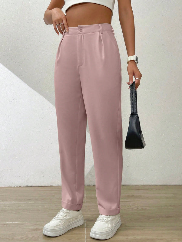 Essnce pantalones largos casuales y conicos de unicolor para ir al trabajo