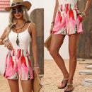 LUNE Shorts Sueltos Con Cintura Alta Elastica Y Diseno Impreso Irregular