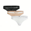 Leisure 3 Piezas/paquete Tanga Adhesivo De Color Solido Para Mujeres