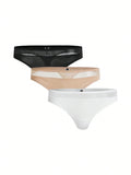 Leisure 3 Piezas/paquete Tanga Adhesivo De Color Solido Para Mujeres