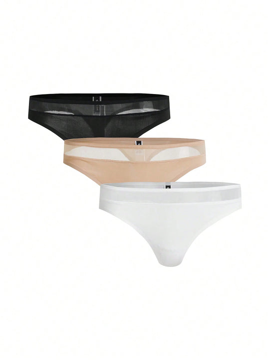 Leisure 3 Piezas/paquete Tanga Adhesivo De Color Solido Para Mujeres