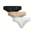 Leisure 3 Piezas/paquete Tanga Adhesivo De Color Solido Para Mujeres