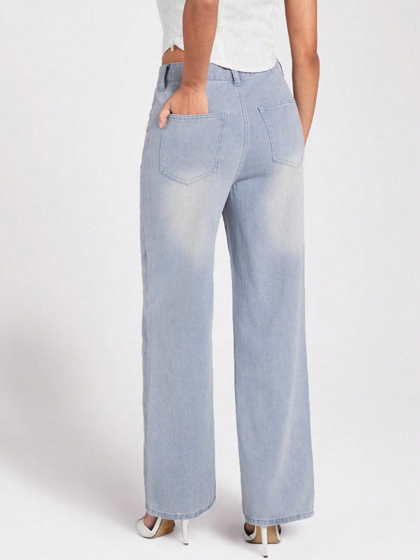Forever 21 Pantalones Jeans Para Mujer Con Bolsillos Y Cierre De Cremallera