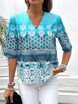 EMERY ROSE Blusa Para Mujer Con Estampado Y Cuello En V