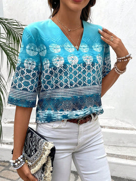 EMERY ROSE Blusa Para Mujer Con Estampado Y Cuello En V