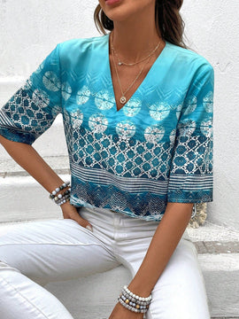 EMERY ROSE Blusa Para Mujer Con Estampado Y Cuello En V