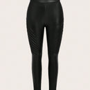 Clasi Pantalones PU De Cintura Alta Y Ajustados Para Mujer