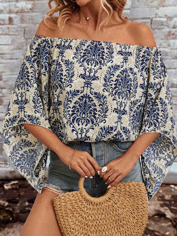 Frenchy Camisa Con Manga Acampanada Y Hombros Descubiertos Con Estampado Floral