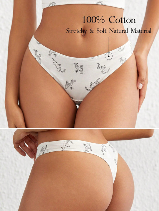 Leisure Tanga con estampado de leopardo cintura baja