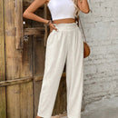 Frenchy Pantalones conicos y de lino con adornos de botones de estilo casual y vacaciones para mujeres