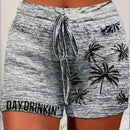 Unity Shorts Con Cintura De Atar De Mujer Con Estampado De Palmeras