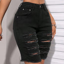 PETITE Pantalones Cortos De Mezclilla Desgastados Para Mujer