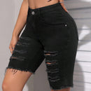PETITE Pantalones Cortos De Mezclilla Desgastados Para Mujer