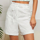EZwear Shorts Basicos Informales De Verano Para Mujer Con Corbata En La Cintura, Estilo Versatil