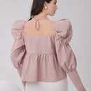 Modely Camiseta Con Escote En Forma De Corazon Para Mujer Con Mangas De Pierna De Oveja