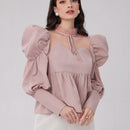 Modely Camiseta Con Escote En Forma De Corazon Para Mujer Con Mangas De Pierna De Oveja